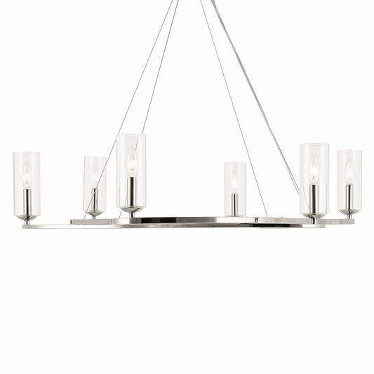 Harpin Six Light Chandelier in Polished Nickel