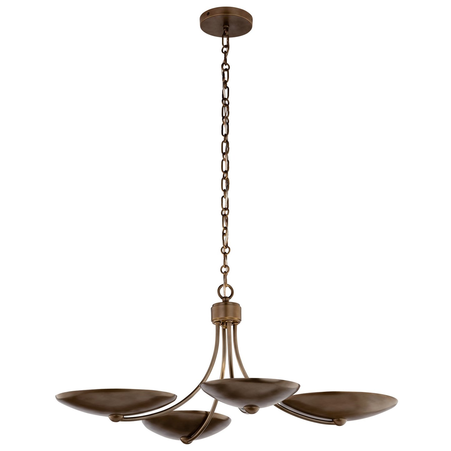 Palmela Four Light Chandelier/Semi Flush in Lacquered Brass