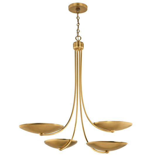 Palmela Four Light Chandelier in Lacquered Brass