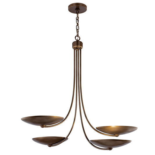 Palmela Four Light Chandelier in Lacquered Brass