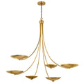 Palmela Six Light Chandelier in Lacquered Brass