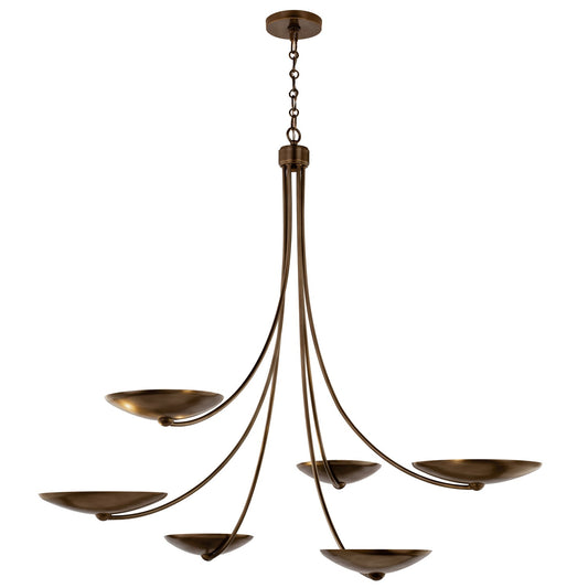 Palmela Six Light Chandelier in Lacquered Brass