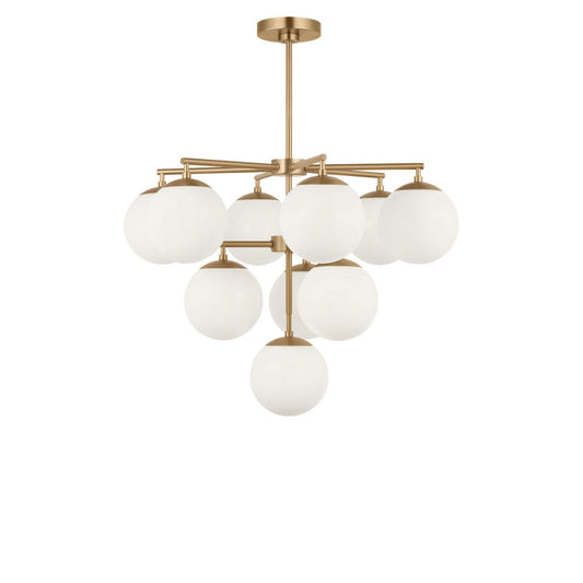 Nube Ten Light Chandelier in Satin Brass