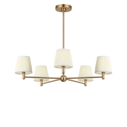 Vilera Five Light Chandelier in Satin Brass