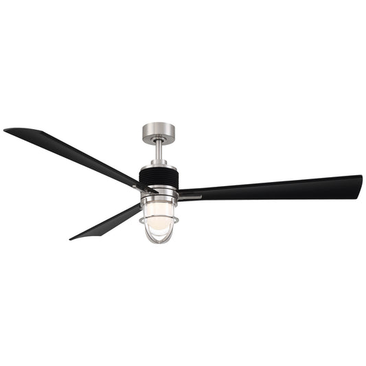 Nauticus 65"Ceiling Fan in Brushed Nickel Wet With Coal Blades