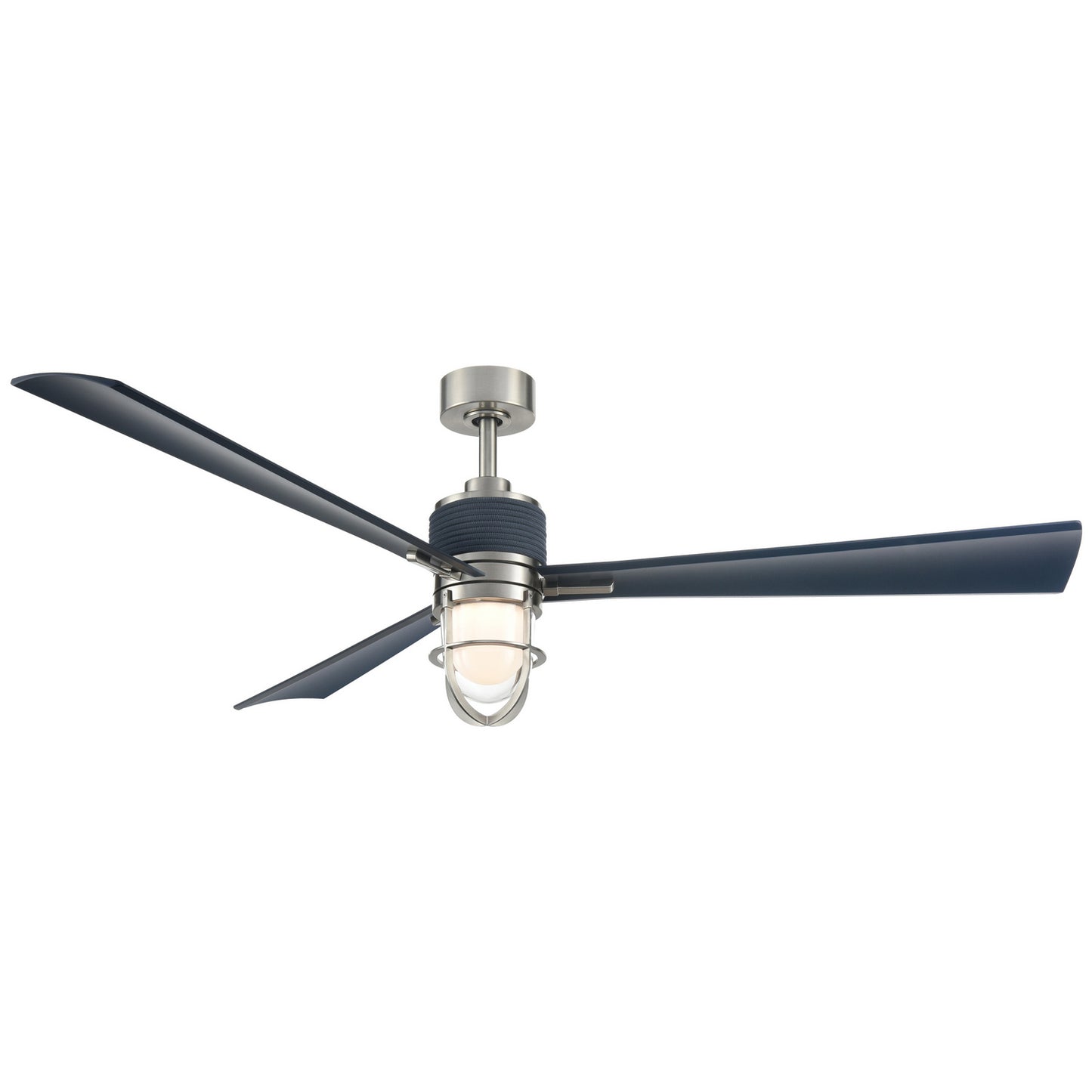 Nauticus 65"Ceiling Fan in Brushed Nickel Wet With Navy Blades