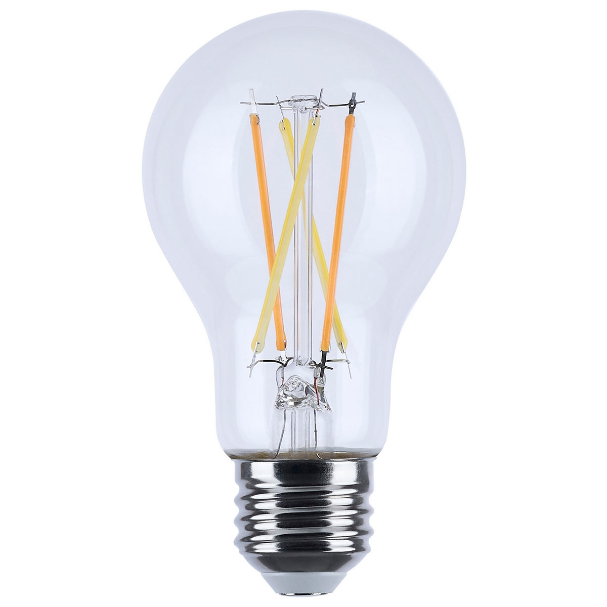 (4-Pack) Satco S12150 8W LED A19 A-Shape Bulb, E26 Base, 2000K, 800 Lumens, Clear