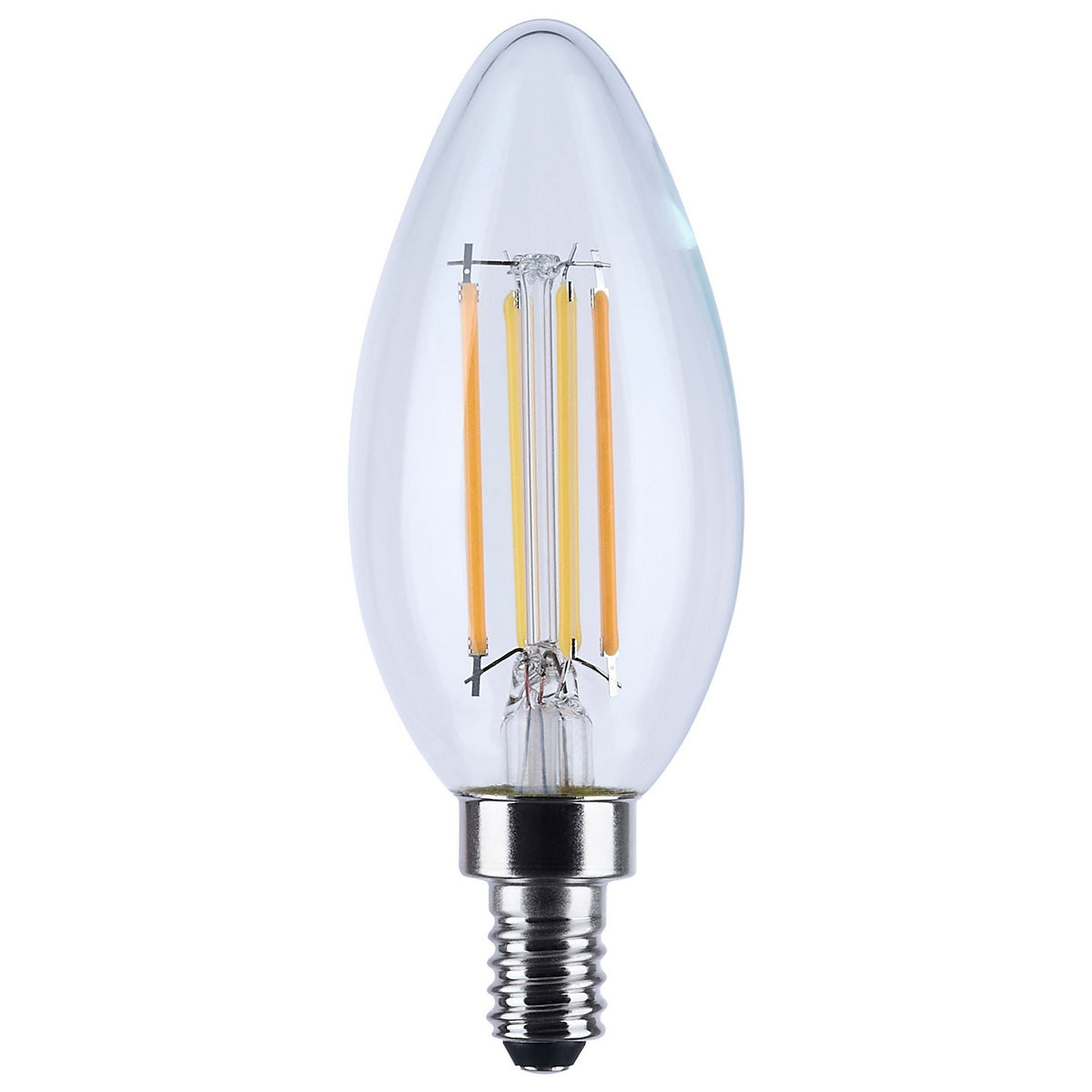 (4-Pack) Satco S12157 4.5W LED B11 Torpedo Bulb, E12 Base, 2000K, 450 Lumens, Clear