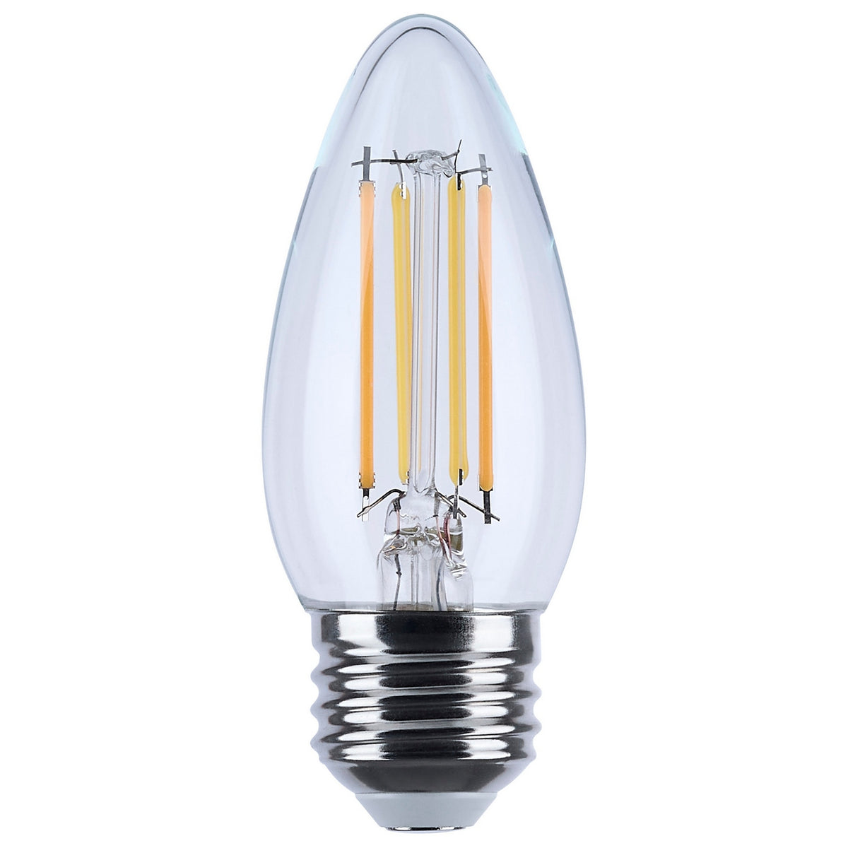 (4-Pack) Satco S12159 4.5W LED B11 Torpedo Bulb, E26 Base, 2000K, 450 Lumens, Clear