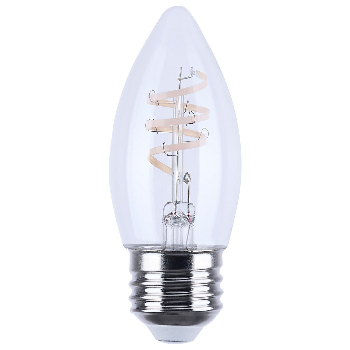 (4-Pack) Satco S12554 4W LED B11 Torpedo Bulb, E26 Base, 2700K, 350 Lumens, Clear