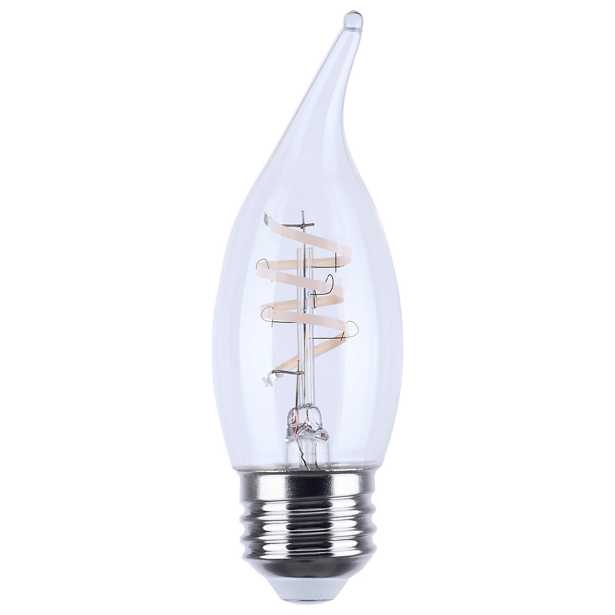 (4-Pack) Satco S12557 4W LED CA11 Candle Bulb, E26 Base, 3000K, 350 Lumens, Clear