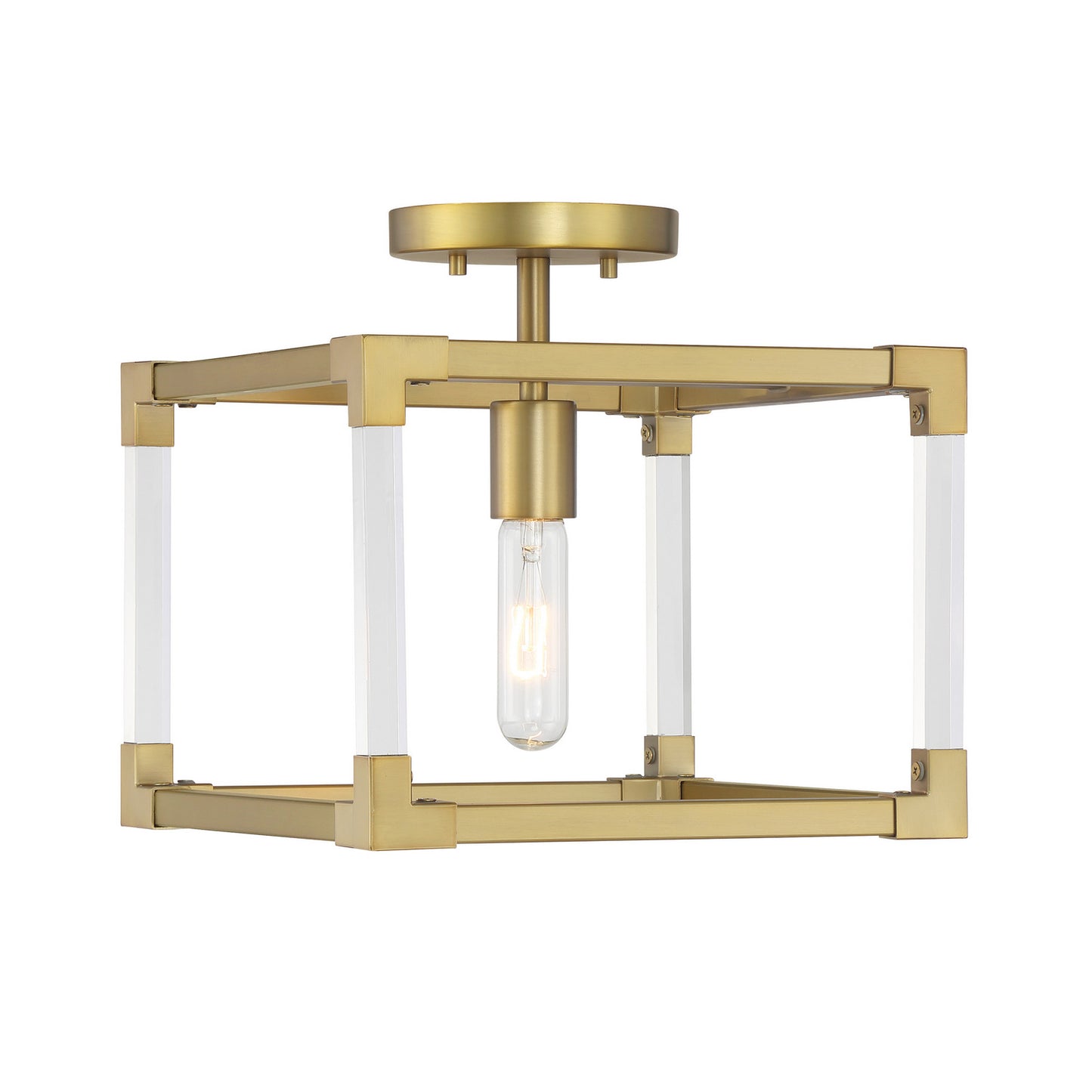 Oro District One Light Semi Flush Mount in Soft Brass