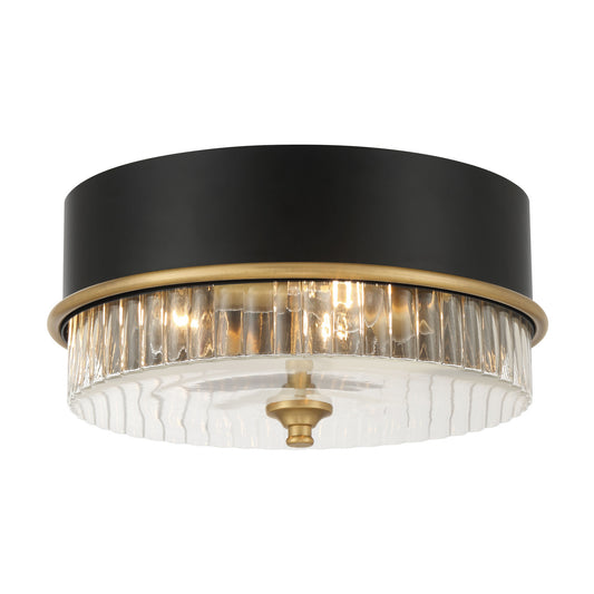 Stamford Three Light Flush Mount in Legacy Brass