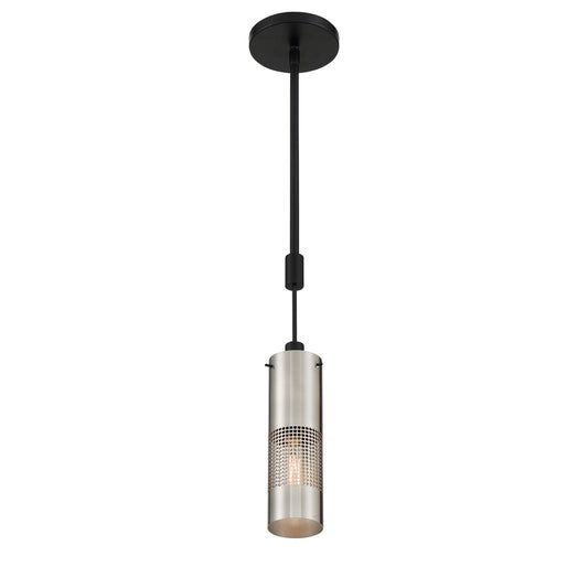 Grid 3 One Light Mini Pendant in Brushed Nickel and Coal Highlights