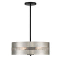 Grid 3 Four Light Convertible Semi Flush / Pendant in Brushed Nickel and Coal Highlights