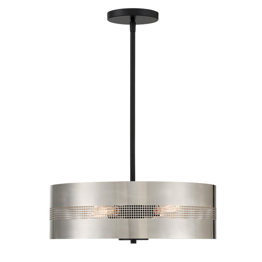 Grid 3 Four Light Convertible Semi Flush / Pendant in Brushed Nickel and Coal Highlights