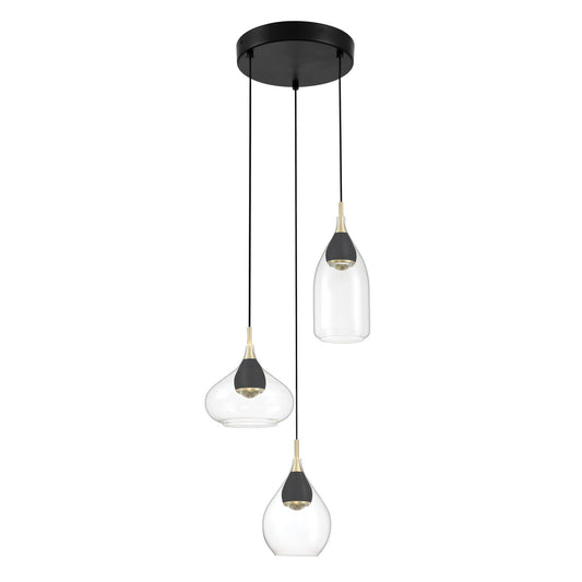Arabesque LED Pendant in Coal And Brushed Gold