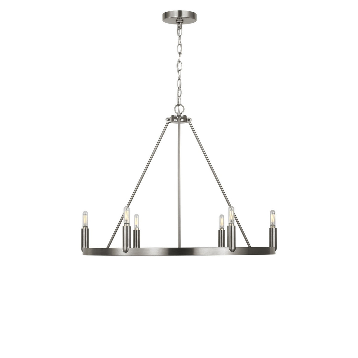 Mirla Six Light Chandelier in Brushed Nickel