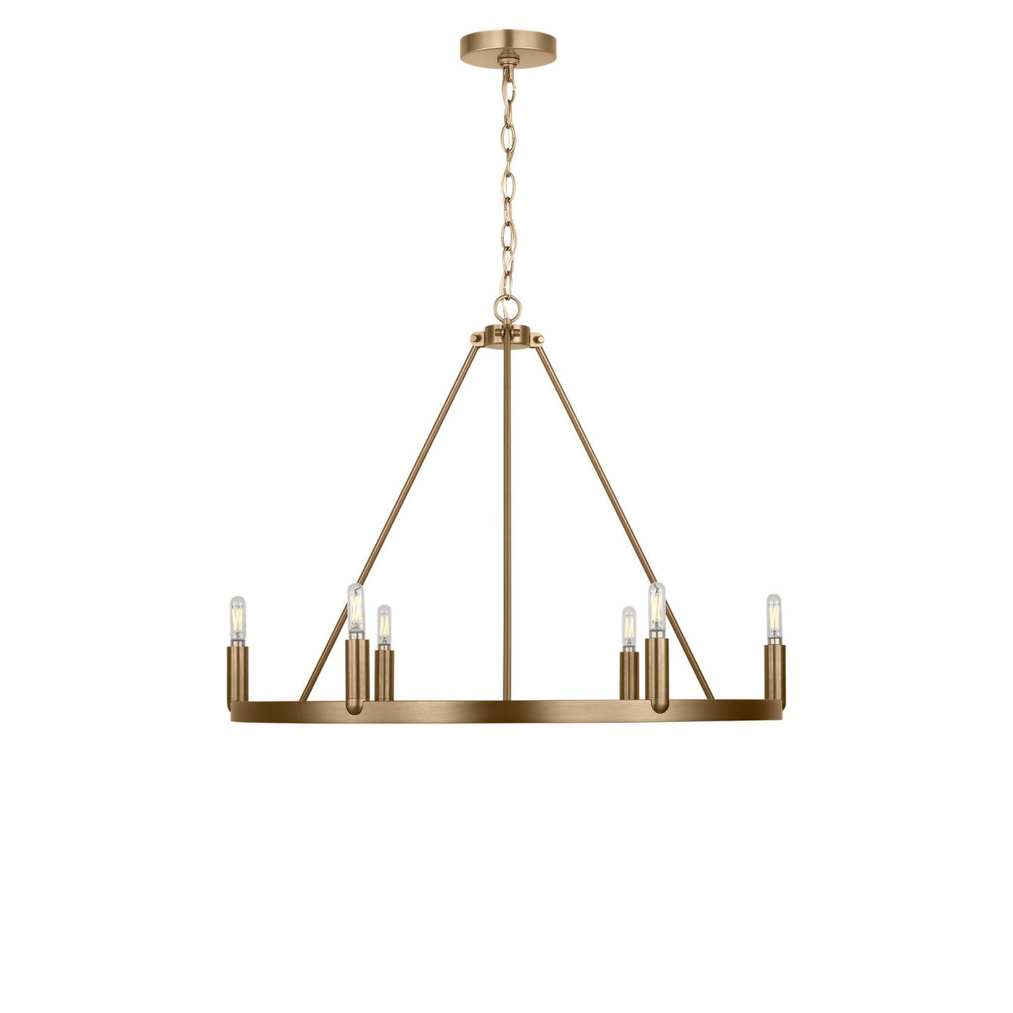 Mirla Six Light Chandelier in Satin Brass