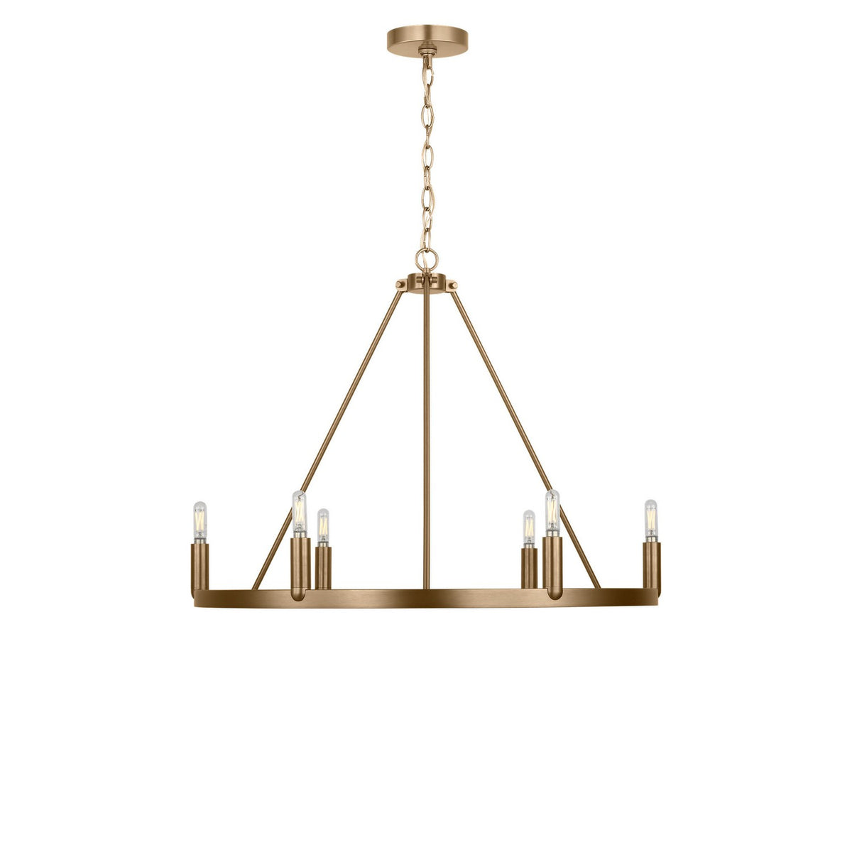 Mirla Six Light Chandelier in Satin Brass