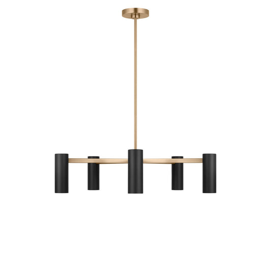 Zentro Five Light Chandelier in Satin Brass