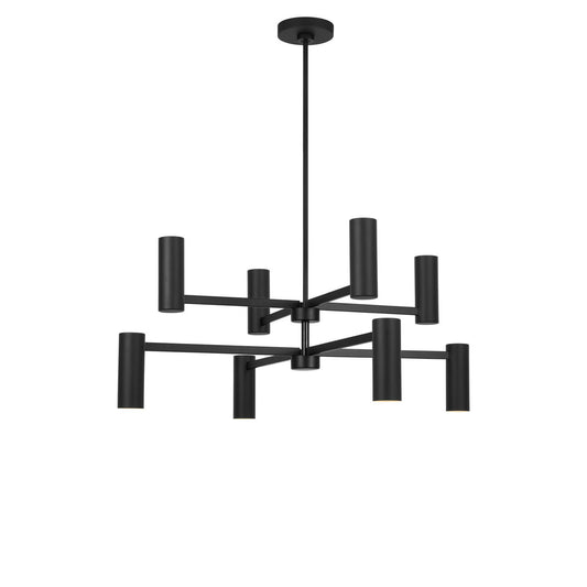 Zentro Eight Light Chandelier in Midnight Black