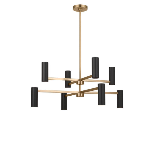 Zentro Eight Light Chandelier in Satin Brass