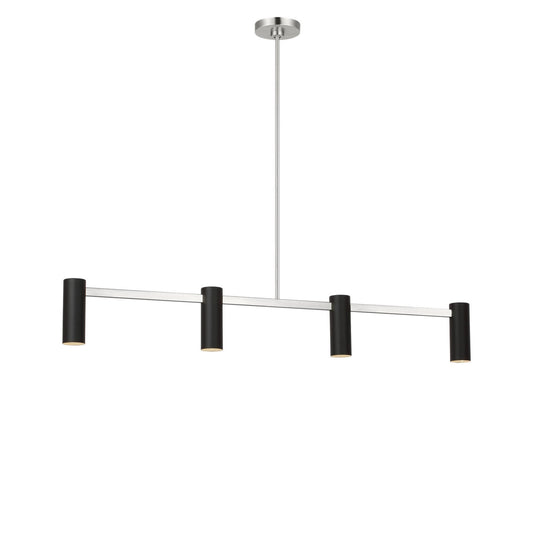 Zentro Four Light Linear Chandelier in Brushed Nickel
