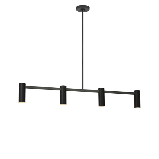 Zentro Four Light Linear Chandelier in Midnight Black