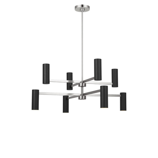 Zentro Eight Light Chandelier in Brushed Nickel