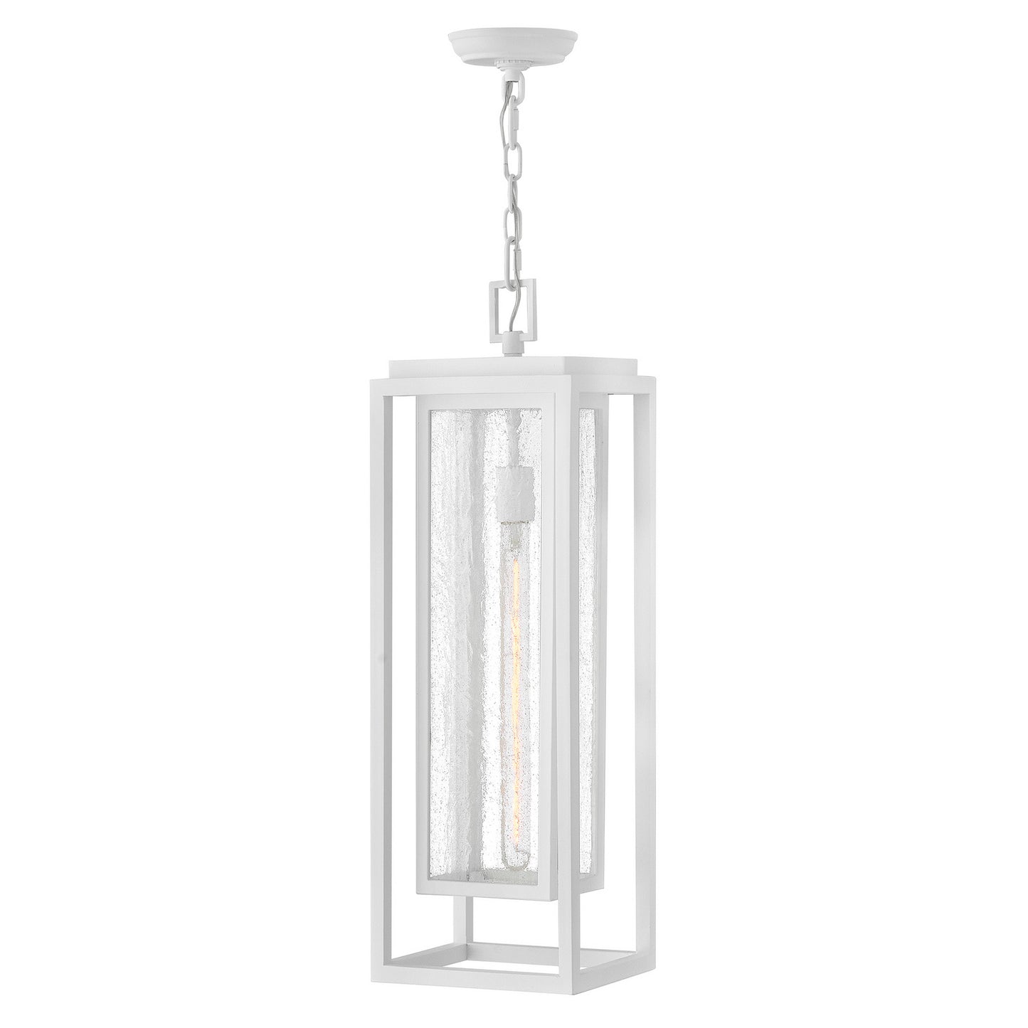 Republic LED Hanging Lantern in Textured White