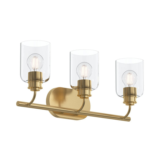 Reines Three Light Bath Vanity in Brushed Gold