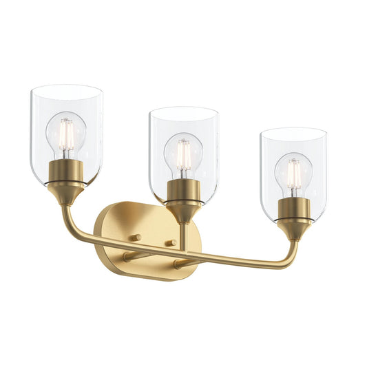 Ilia Three Light Bath Vanity in Brushed Gold