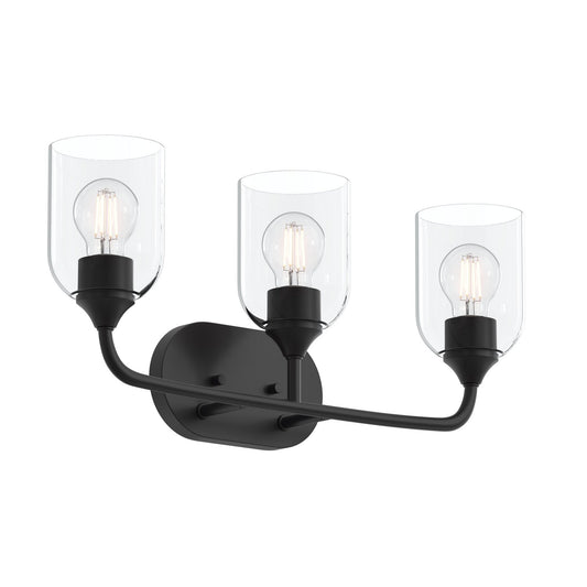 Ilia Three Light Bath Vanity in Matte Black