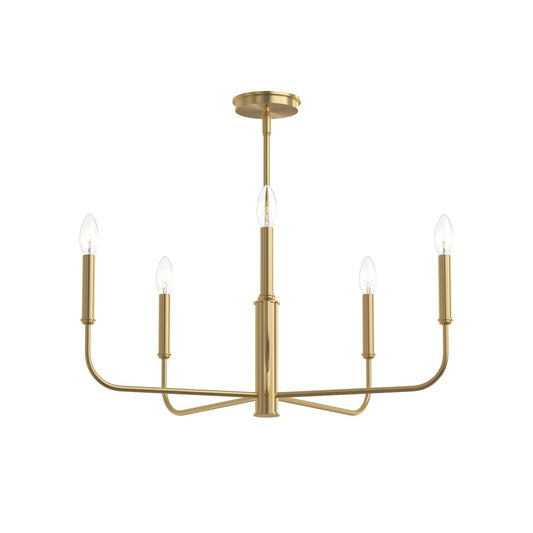 Reines Five Light Chandelier in Brushed Gold