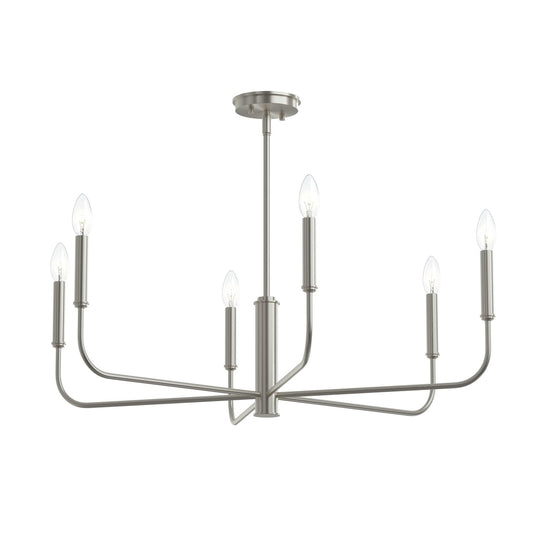Reines Six Light Chandelier in Brushed Nickel