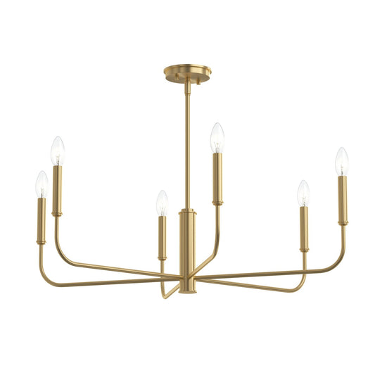 Reines Six Light Chandelier in Brushed Gold