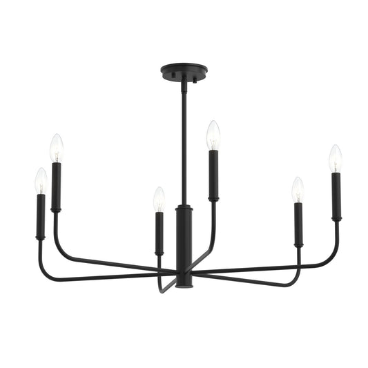 Reines Six Light Chandelier in Matte Black