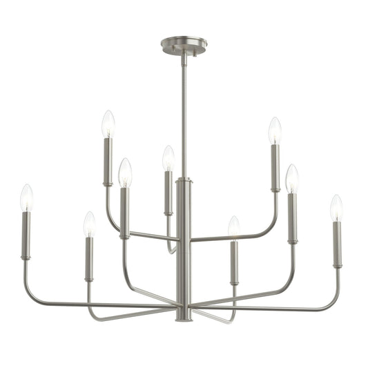 Reines Nine Light Chandelier in Brushed Nickel