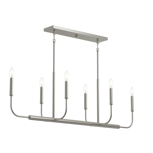 Reines Six Light Linear Chandelier in Brushed Nickel