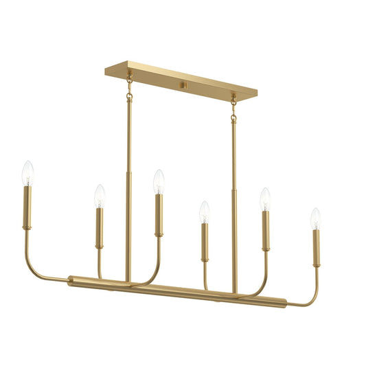 Reines Six Light Linear Chandelier in Brushed Gold