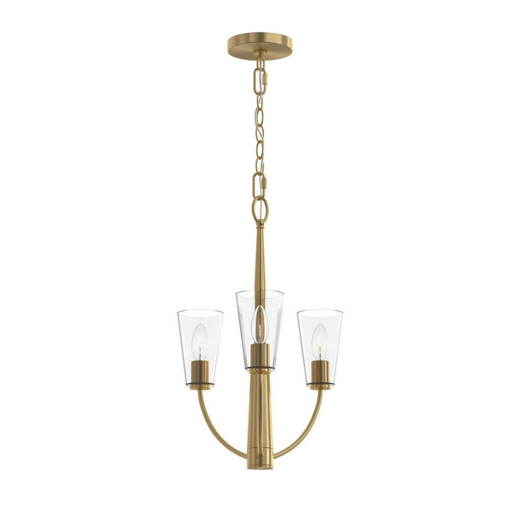 Jheni Three Light Chandelier in Brushed Gold