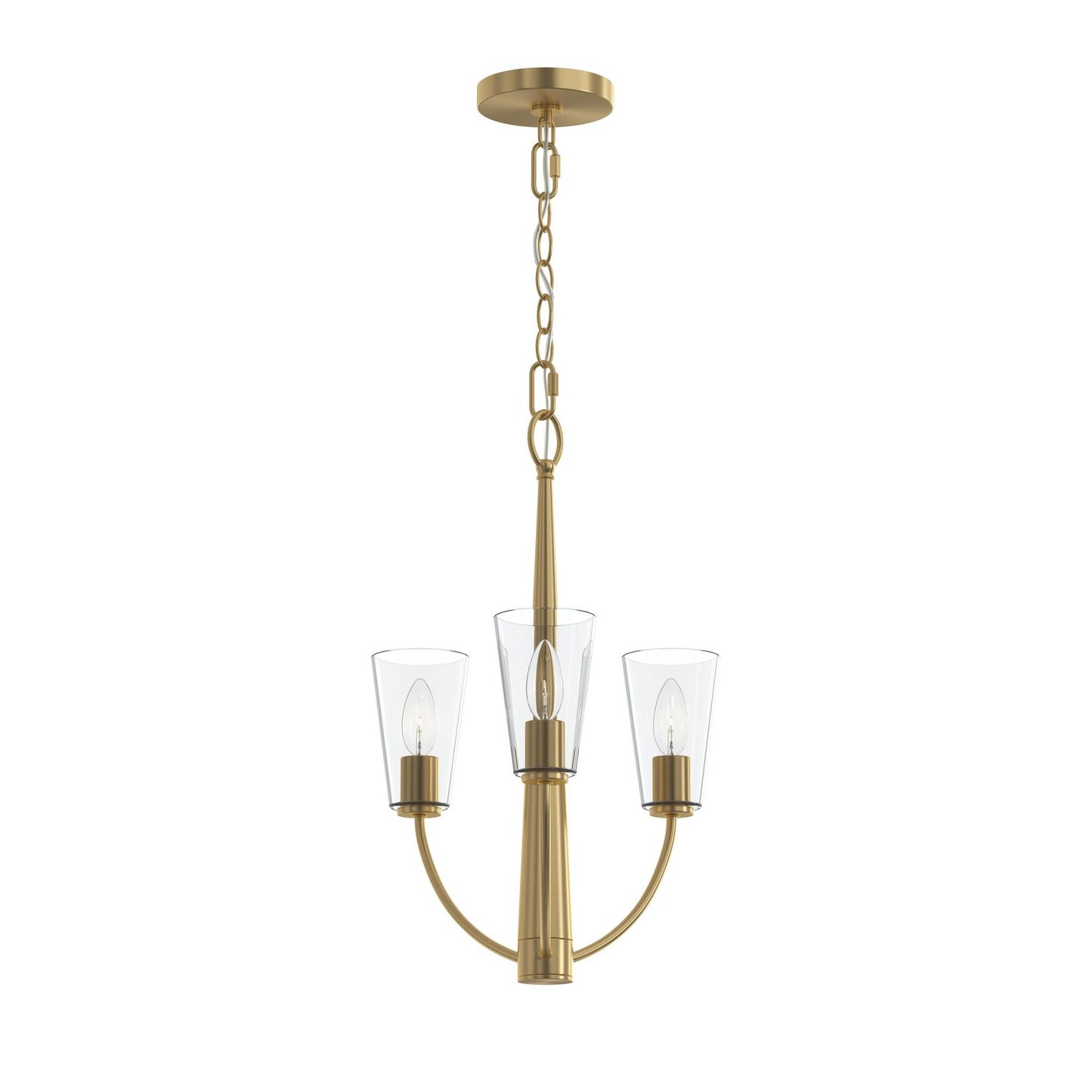 Jheni Three Light Chandelier in Brushed Gold