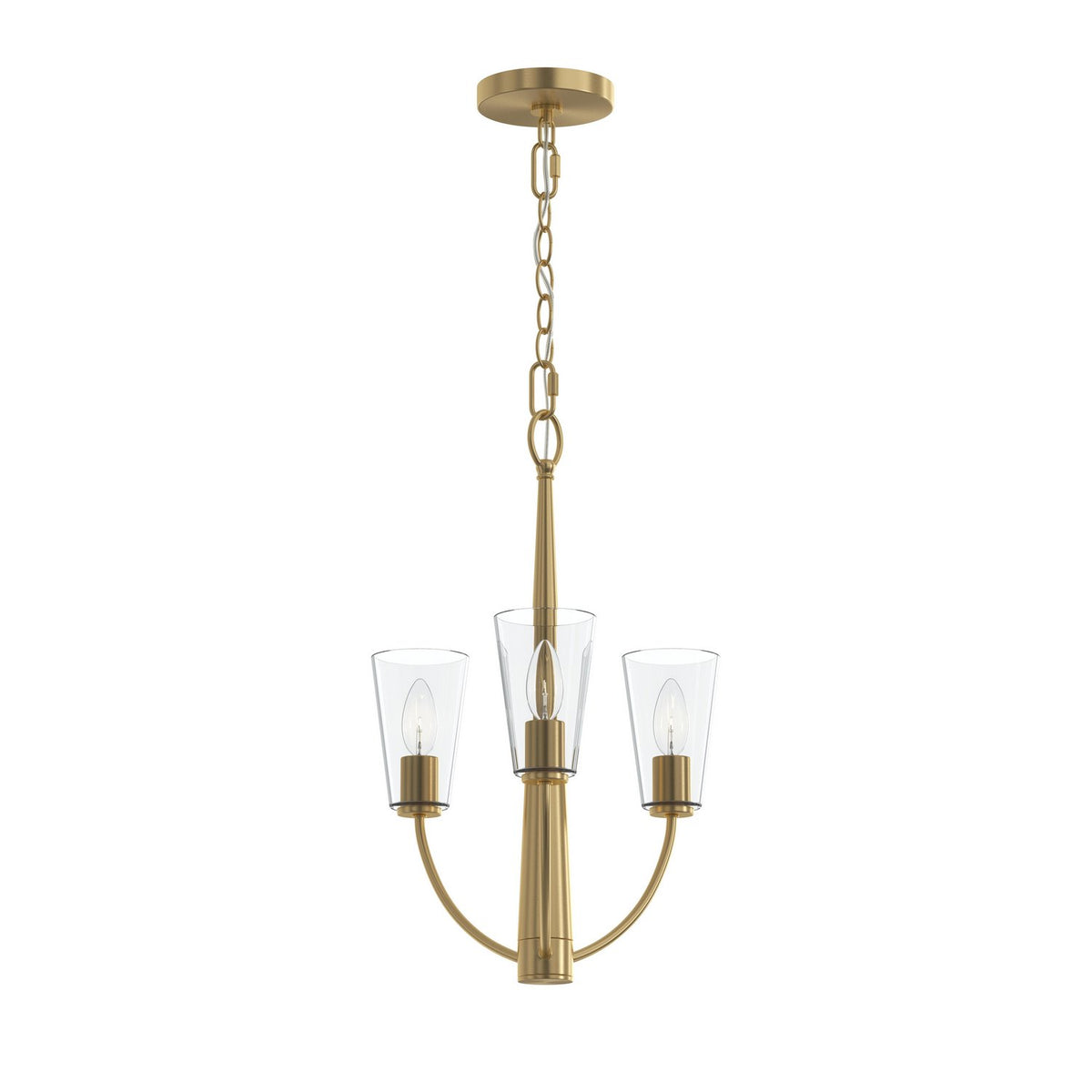 Jheni Three Light Chandelier in Brushed Gold
