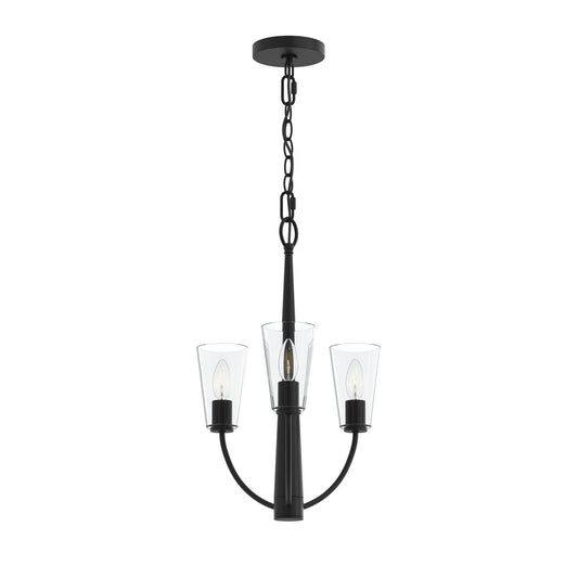 Jheni Three Light Chandelier in Matte Black