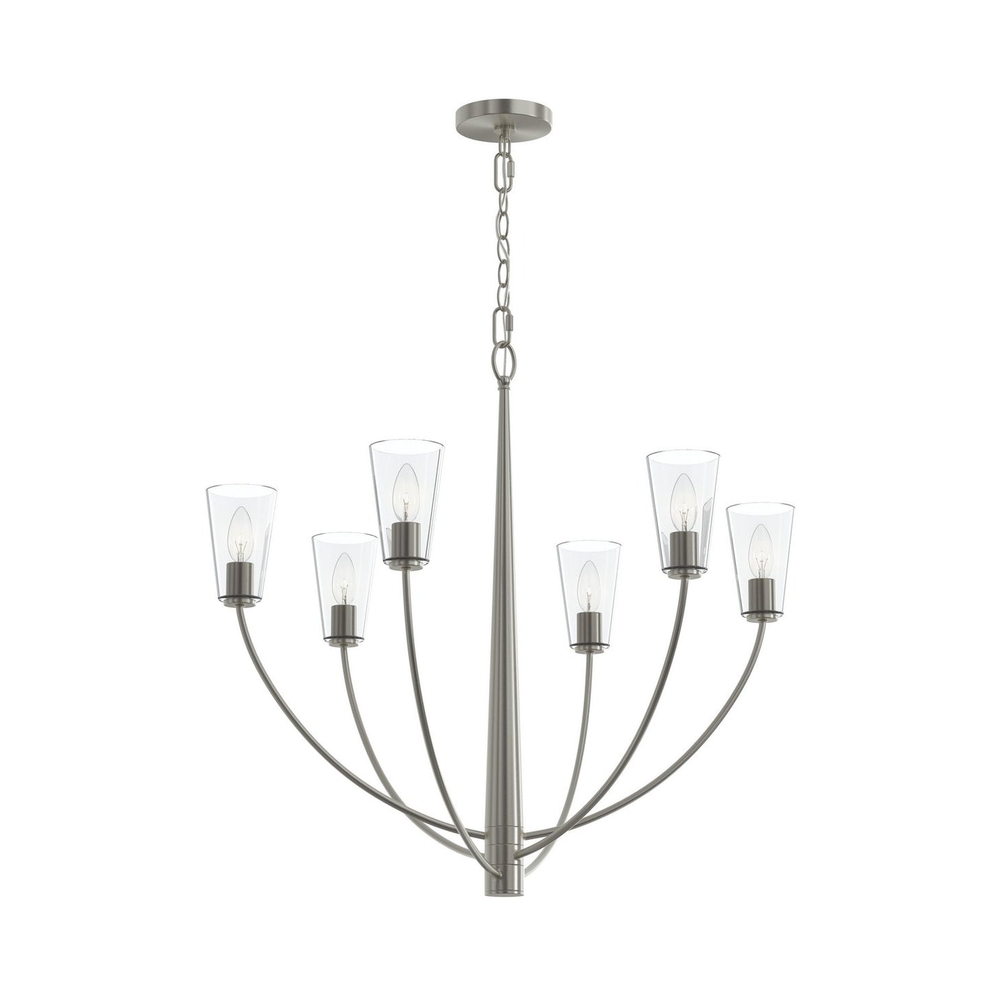 Jheni Six Light Chandelier in Brushed Nickel