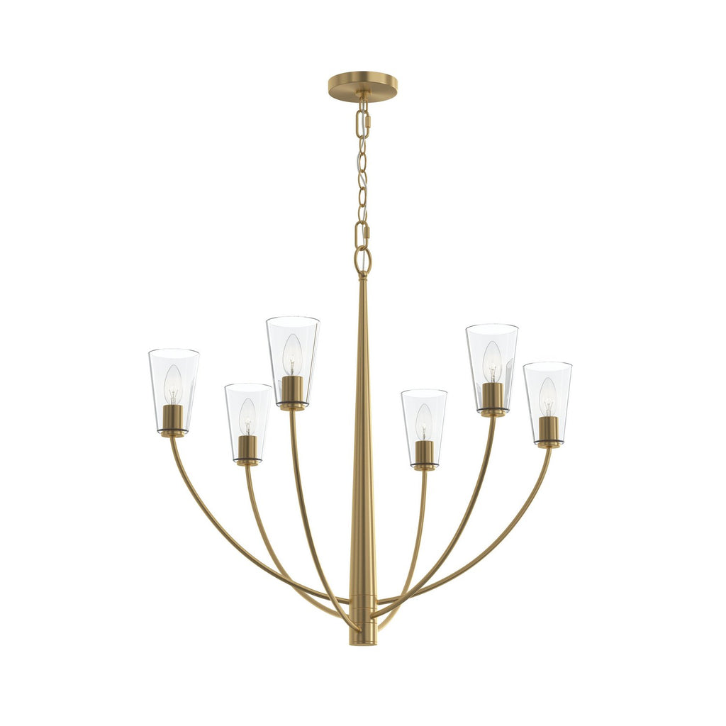 Jheni Six Light Chandelier in Brushed Gold