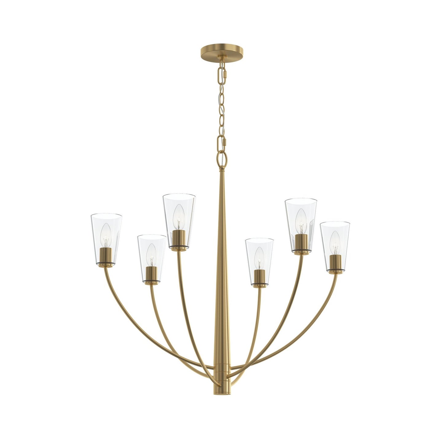 Jheni Six Light Chandelier in Brushed Gold