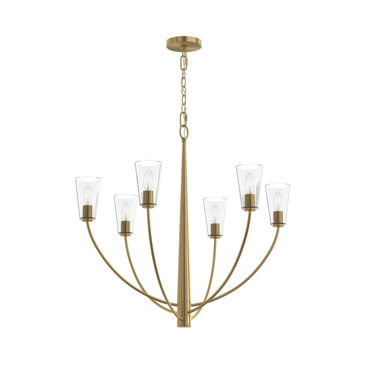 Jheni Six Light Chandelier in Brushed Gold