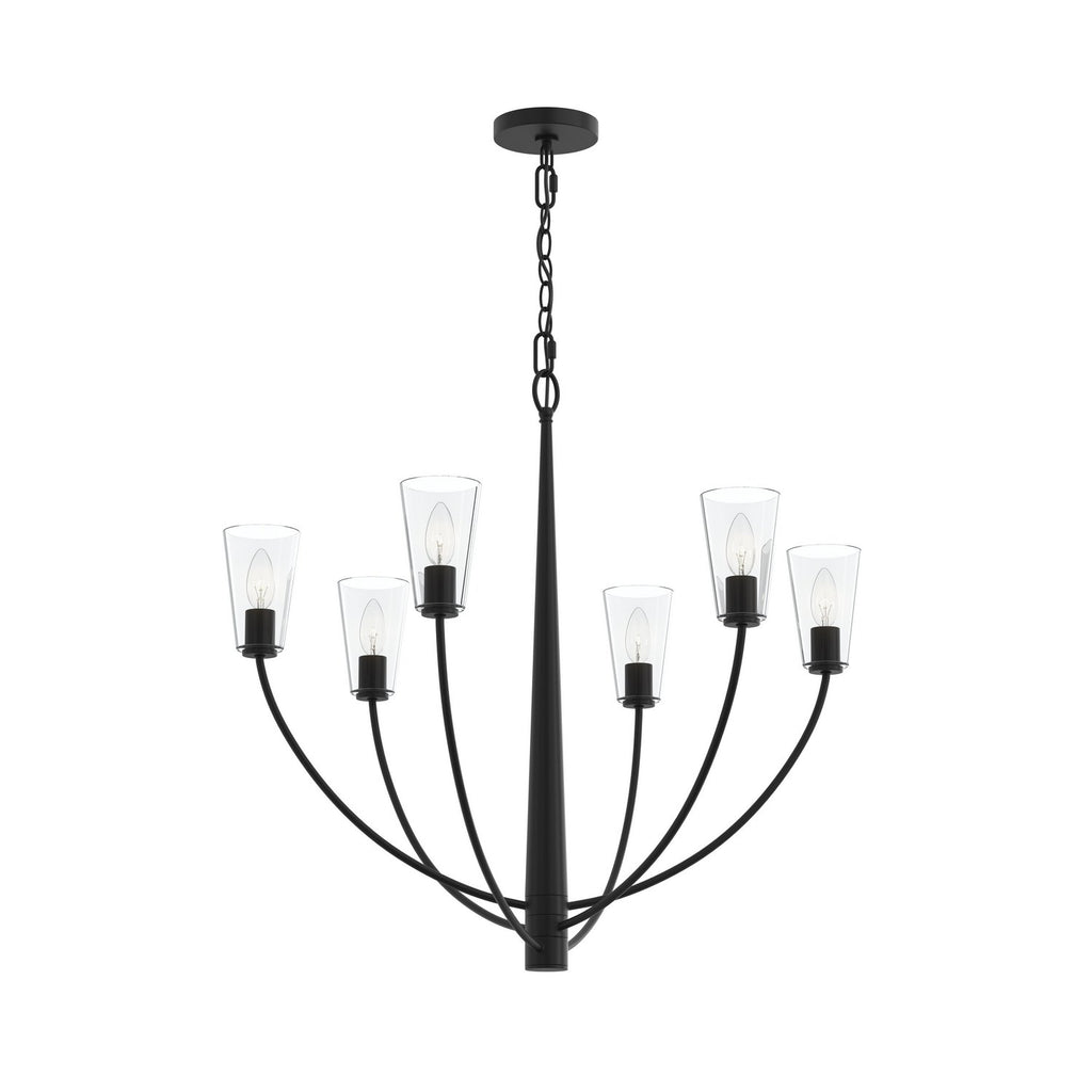 Jheni Six Light Chandelier in Matte Black